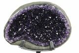 Amethyst Jewelry Box Geode With Calcite On Metal Stand #94221-6